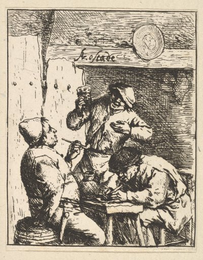 Zanger tussen twee rokers, 1610-85 door Adriaen Jansz. van Ostade