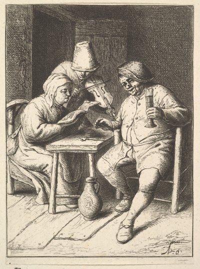 Zingend paar en viool, 1610-85 door Adriaen Jansz. van Ostade