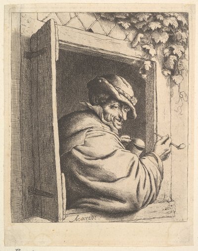 Roker bij het raam, 1610-85 door Adriaen Jansz. van Ostade