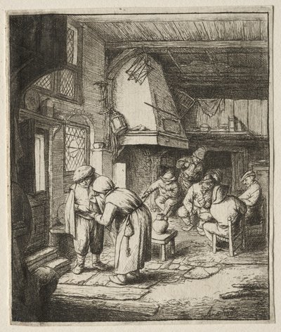 De boer die zijn schuld vereffent door Adriaen Jansz. van Ostade