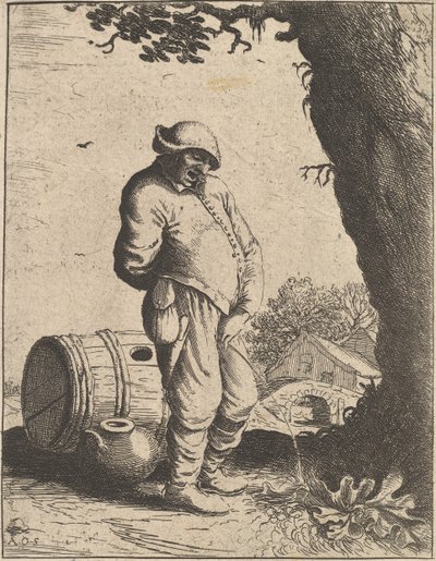 De Pissende Man, 1610-85 door Adriaen Jansz. van Ostade