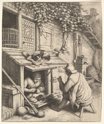 De schoenmaker, 1610-85 door Adriaen Jansz. van Ostade