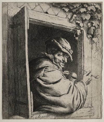 De roker bij het raam door Adriaen Jansz. van Ostade