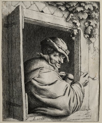 De Roker bij het Raam door Adriaen Jansz. van Ostade