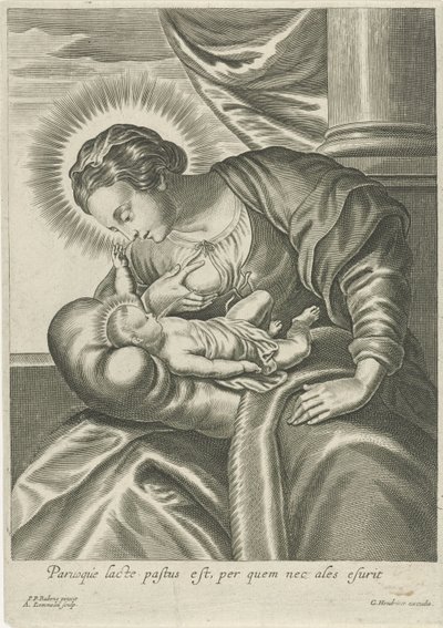 Maria voedt het Christuskind door Adriaen Lommelin (attributed to workshop of)