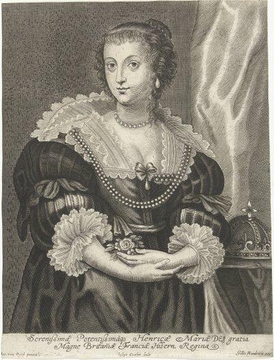 Portret van Henrietta Maria, echtgenote van Karel I van Engeland door Adriaen Lommelin