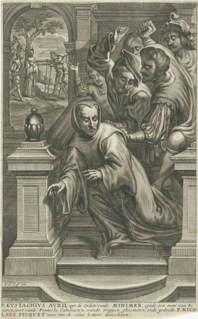 Eustachius Avril door calvinisten van de trap geworpen door Adriaen Millaert