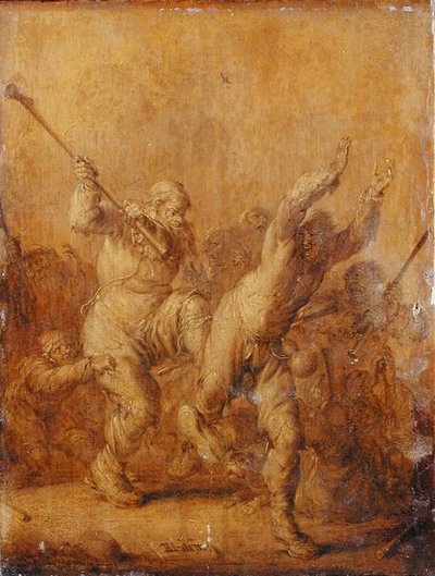 Bedelaars vechten door Adriaen Pietersz. van de Venne