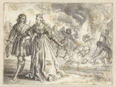 Bruidskoets wordt achter haar verbrand door Adriaen Pietersz van de Venne