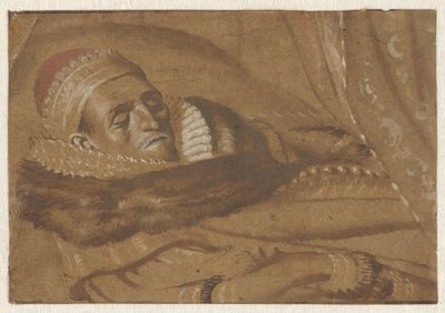 Prins Maurits van Oranje op zijn sterfbed door Adriaen Pietersz van de Venne