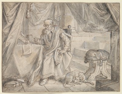 Studie voor „De man met bril spreekt“ door Adriaen Pietersz van de Venne