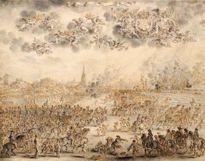 Het vertrek van Karel II uit Scheveningen door Adriaen Pietersz van de Venne