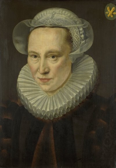 Portret van Grietje Pietersdr Codde (overleden 1607) door Adriaen Thomasz. Key