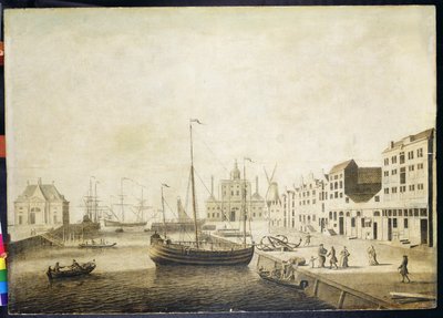 Uitzicht op de Leuvehaven door Adriaen or Abraham Salm
