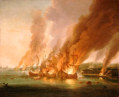 De Slag bij La Hogue, 23 mei 1692, eind 17e eeuw door Adriaen van Diest