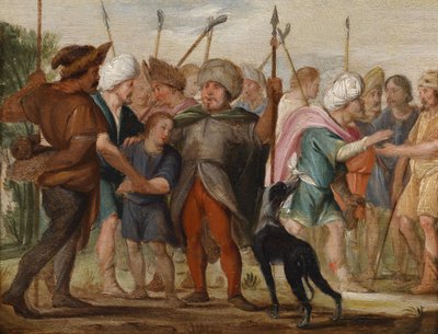 Jozef verkocht door zijn broers door Adriaen van Nieulandt the younger