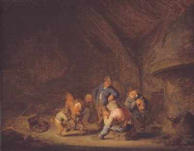 Een kamer in een huisje door Adriaen van Ostade
