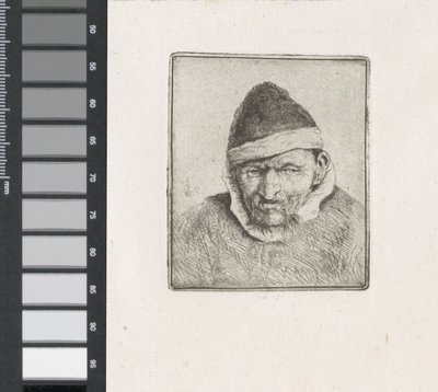 Buste van een boer met bontmuts door Adriaen van Ostade