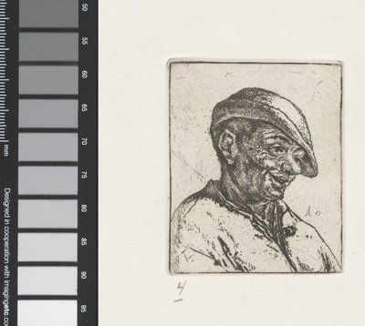 Buste van een lachende boer door Adriaen van Ostade