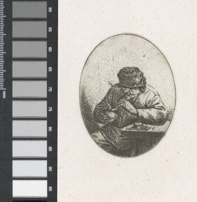 Buste van een lachende boerin door Adriaen van Ostade
