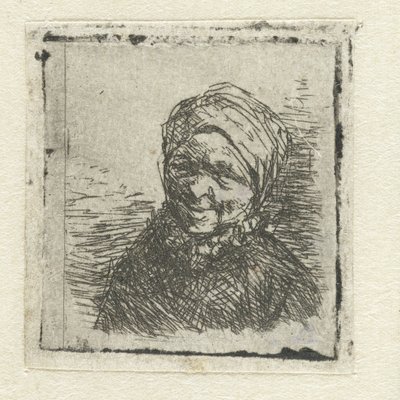 Buste van een lachende boerin door Adriaen van Ostade