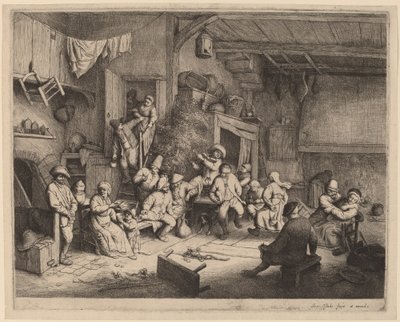 Dans in een taverne door Adriaen van Ostade