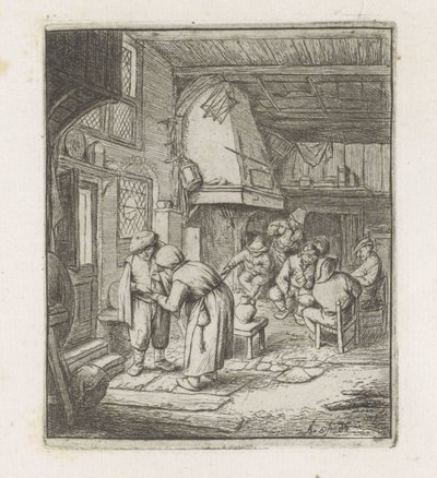 Man betaalt een vrouw in een herberg door Adriaen van Ostade