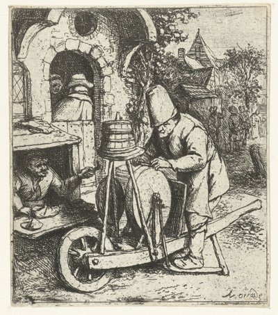 Messenslijper aan het werk bij een schoenmaker door Adriaen van Ostade