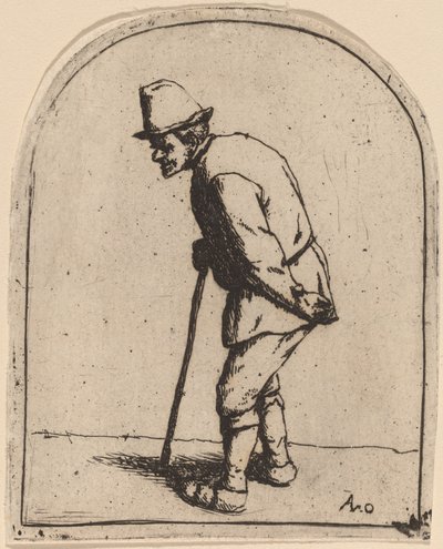 Boer met een kromme rug door Adriaen van Ostade