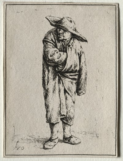 Boer met zijn hand in zijn mantel door Adriaen van Ostade