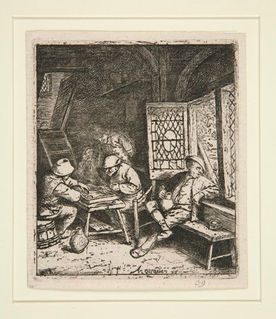 De Backgammon Spelers door Adriaen van Ostade
