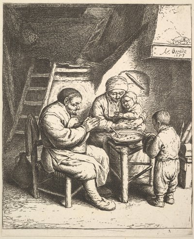 De zegen, 1610-85 door Adriaen van Ostade