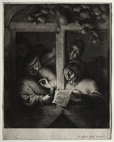 De kerstzangers door Adriaen van Ostade