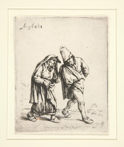Het wandelende paar door Adriaen van Ostade