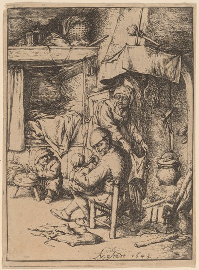 De pater familias door Adriaen van Ostade