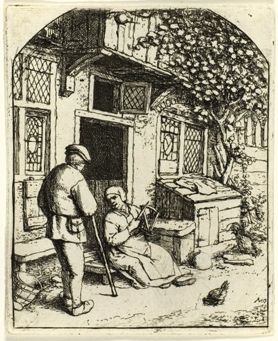 De Vrouw die een Spoel Wikkelt door Adriaen van Ostade