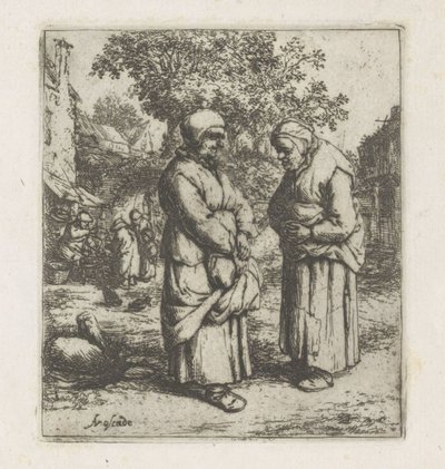 Twee oude vrouwen in gesprek door Adriaen van Ostade