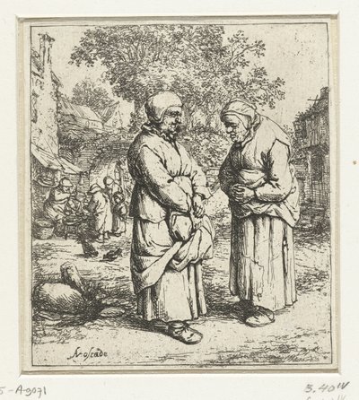 Twee oude vrouwen in gesprek door Adriaen van Ostade