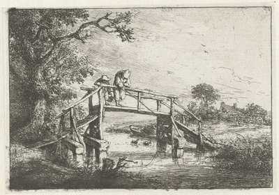 Twee vissers op een brug door Adriaen van Ostade