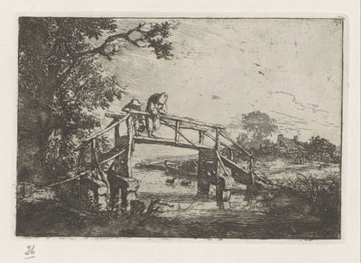 Twee vissers op een brug door Adriaen van Ostade