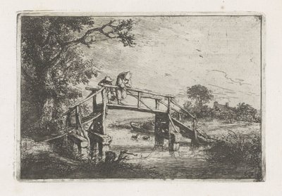 Twee vissers op een brug door Adriaen van Ostade