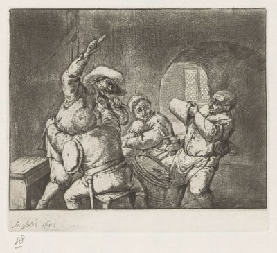 Vechtende kaartspelers door Adriaen van Ostade