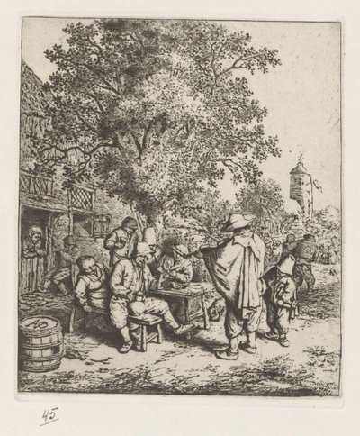 Vioolspeler en een jonge lierdraaier door Adriaen van Ostade