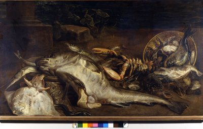 Stilleven van vis door Adriaen van Utrecht