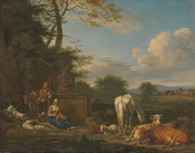 Arcadisch Landschap met Rustende Herders en Dieren door Adriaen van de Velde