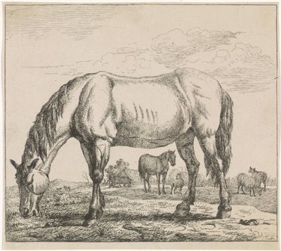 Grazend paard door Adriaen van de Velde