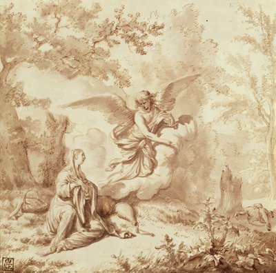 Hagar in de wildernis door Adriaen van de Velde