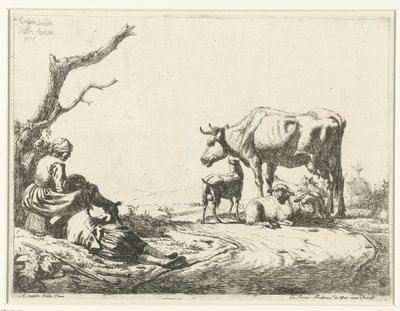 Herder en herderin met vee door Adriaen van de Velde