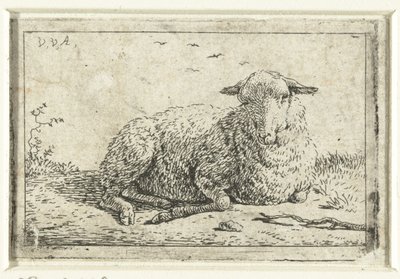 Liggend schaap door Adriaen van de Velde