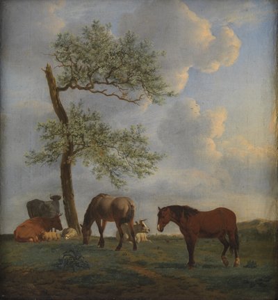 Weide met paarden en vee door Adriaen van de Velde